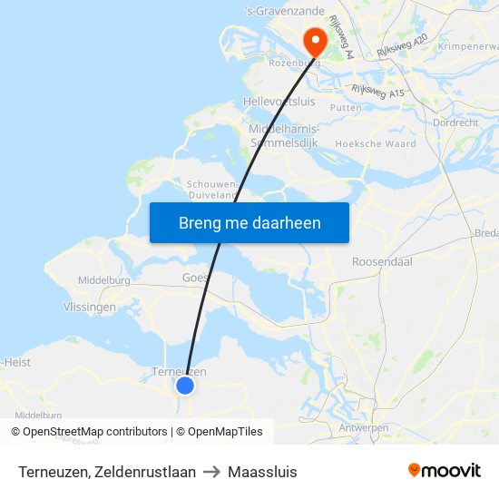 Terneuzen, Zeldenrustlaan to Maassluis map