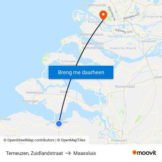 Terneuzen, Zuidlandstraat to Maassluis map