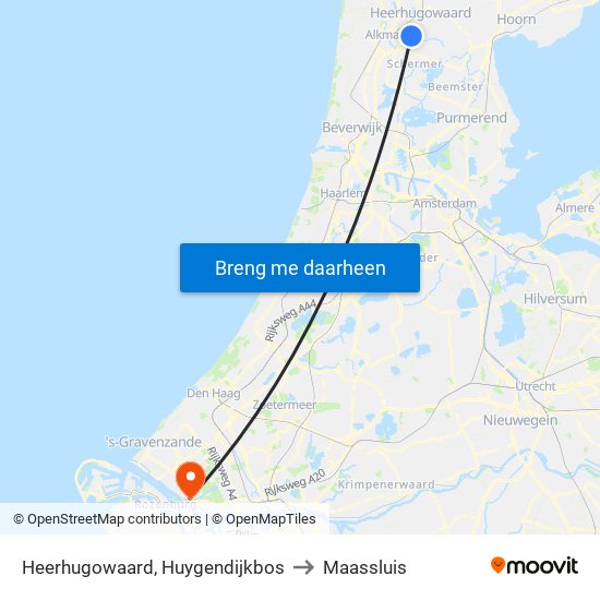 Heerhugowaard, Huygendijkbos to Maassluis map