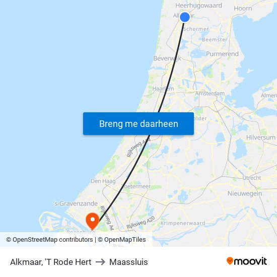 Alkmaar, 'T Rode Hert to Maassluis map