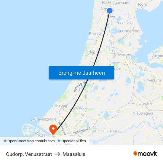 Oudorp, Venusstraat to Maassluis map