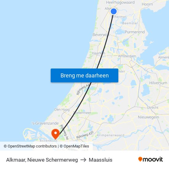 Alkmaar, Nieuwe Schermerweg to Maassluis map