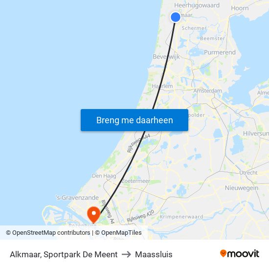 Alkmaar, Sportpark De Meent to Maassluis map