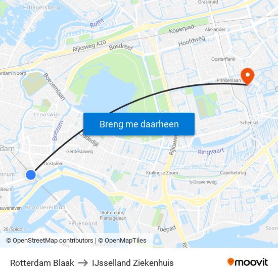 Rotterdam Blaak to IJsselland Ziekenhuis map
