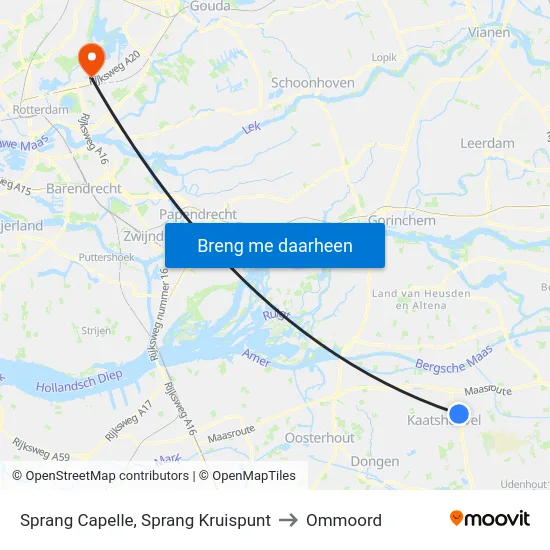 Sprang Capelle, Sprang Kruispunt to Ommoord map