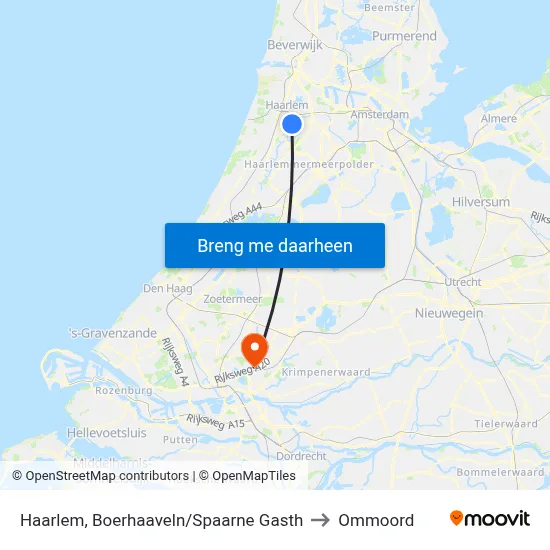 Haarlem, Boerhaaveln/Spaarne Gasth to Ommoord map