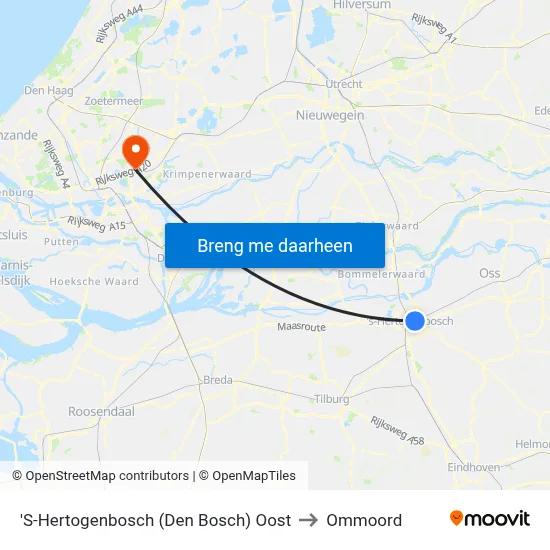 'S-Hertogenbosch (Den Bosch) Oost to Ommoord map