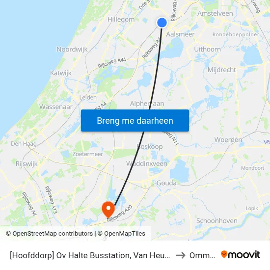 [Hoofddorp] Ov Halte Busstation, Van Heuven Goedhartlaan to Ommoord map