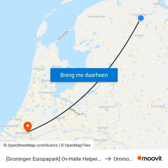 [Groningen Europapark] Ov-Halte Helperzoom to Ommoord map