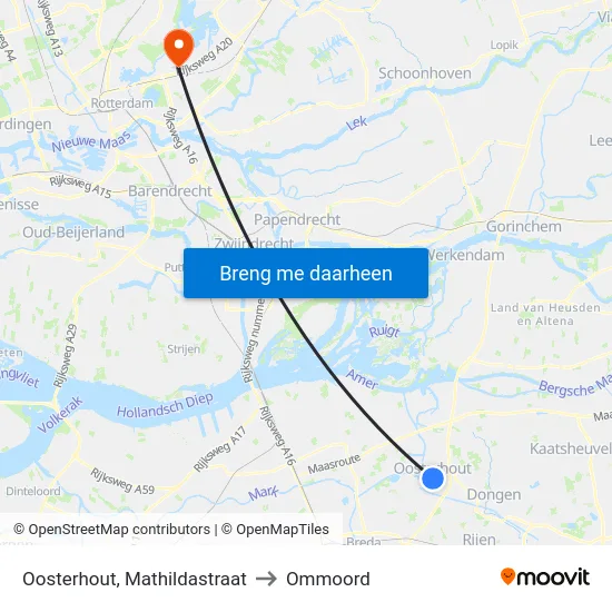 Oosterhout, Mathildastraat to Ommoord map