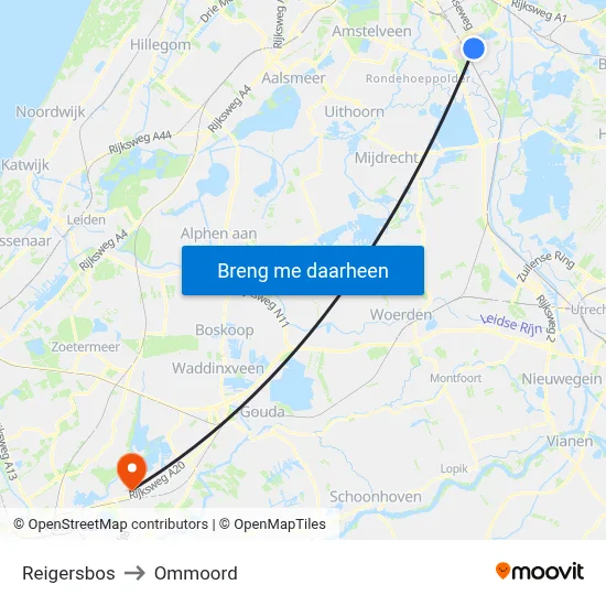 Reigersbos to Ommoord map
