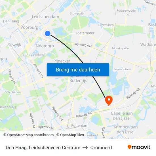 Den Haag, Leidschenveen Centrum to Ommoord map