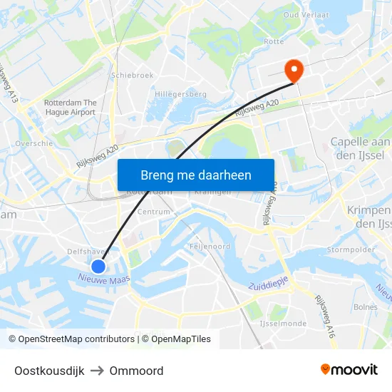 Oostkousdijk to Ommoord map
