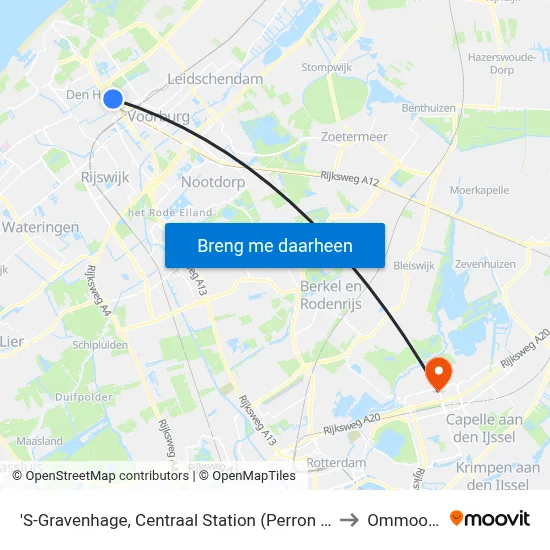 'S-Gravenhage, Centraal Station (Perron D) to Ommoord map
