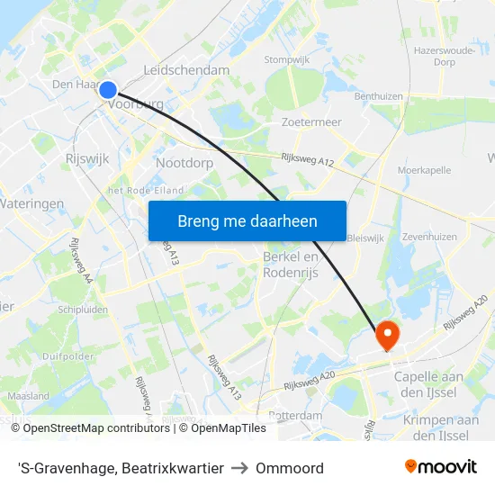 'S-Gravenhage, Beatrixkwartier to Ommoord map