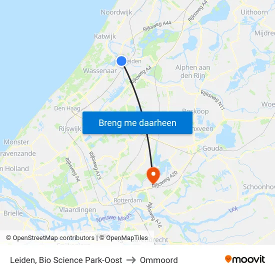 Leiden, Bio Science Park-Oost to Ommoord map