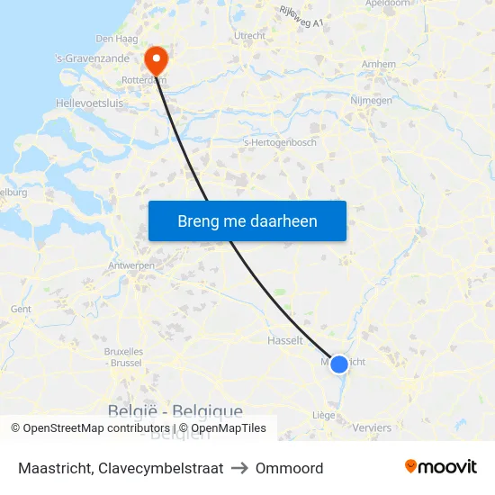 Maastricht, Clavecymbelstraat to Ommoord map