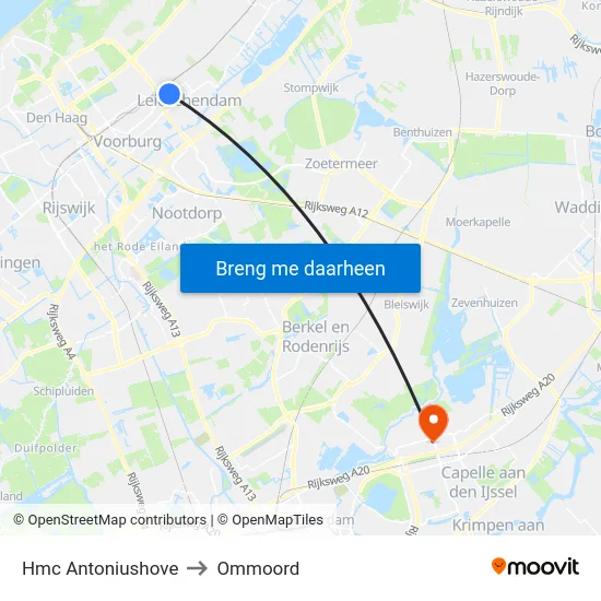 Hmc Antoniushove to Ommoord map