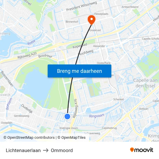 Lichtenauerlaan to Ommoord map