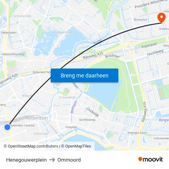 Henegouwerplein to Ommoord map