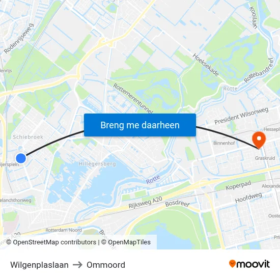 Wilgenplaslaan to Ommoord map