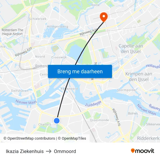 Ikazia Ziekenhuis to Ommoord map