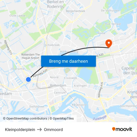 Kleinpolderplein to Ommoord map