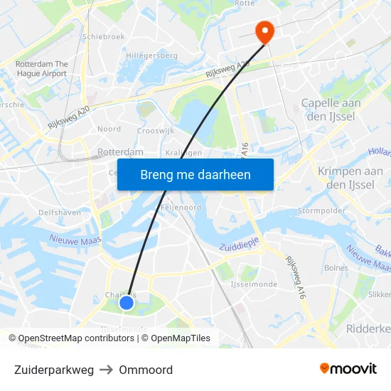 Zuiderparkweg to Ommoord map
