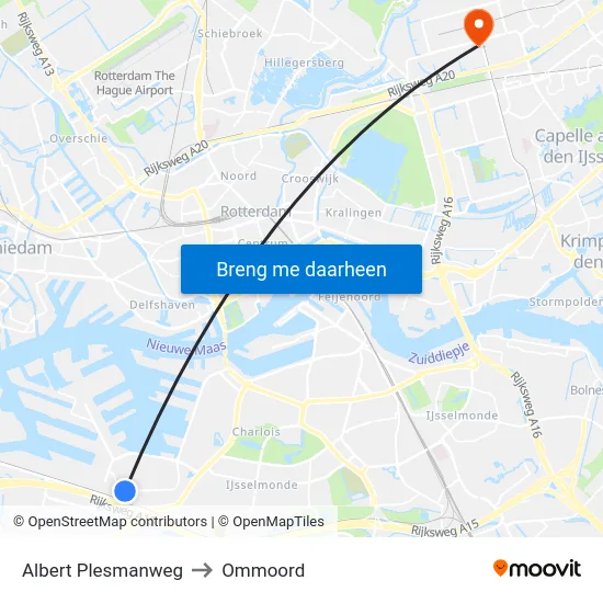 Albert Plesmanweg to Ommoord map