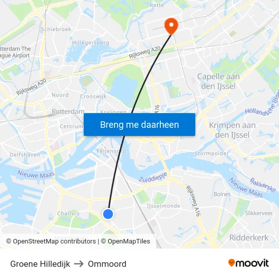 Groene Hilledijk to Ommoord map