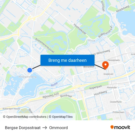 Bergse Dorpsstraat to Ommoord map