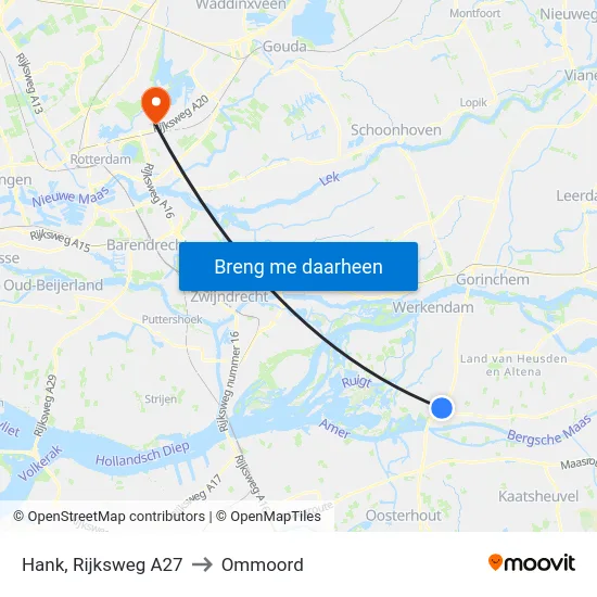 Hank, Rijksweg A27 to Ommoord map