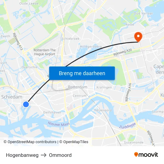 Hogenbanweg to Ommoord map
