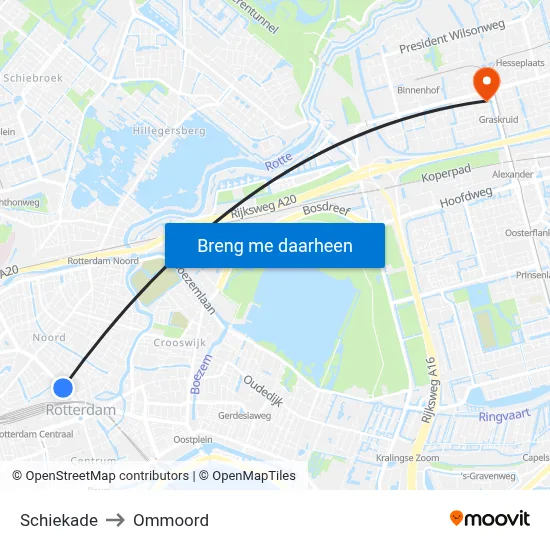 Schiekade to Ommoord map