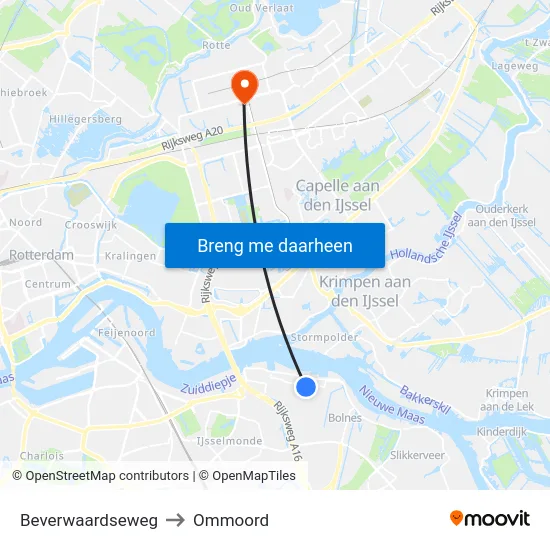 Beverwaardseweg to Ommoord map
