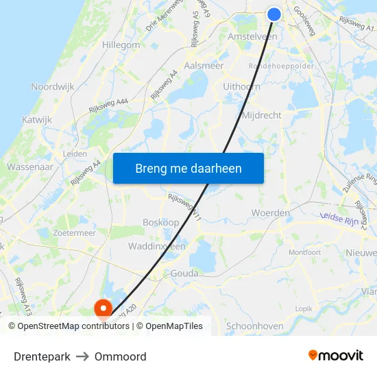 Drentepark to Ommoord map