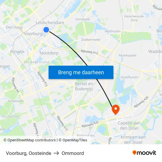 Voorburg, Oosteinde to Ommoord map