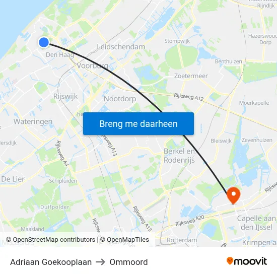 Adriaan Goekooplaan to Ommoord map