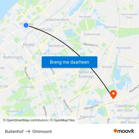 Buitenhof to Ommoord map