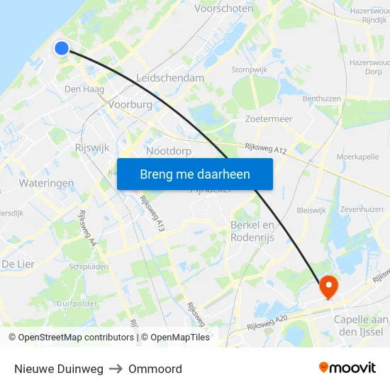 Nieuwe Duinweg to Ommoord map