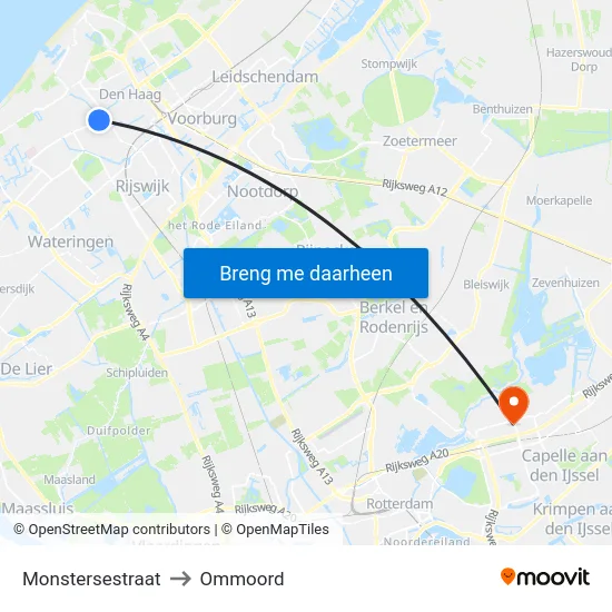 Monstersestraat to Ommoord map