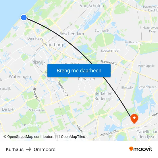 Kurhaus to Ommoord map