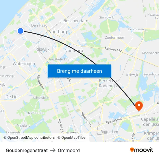 Goudenregenstraat to Ommoord map