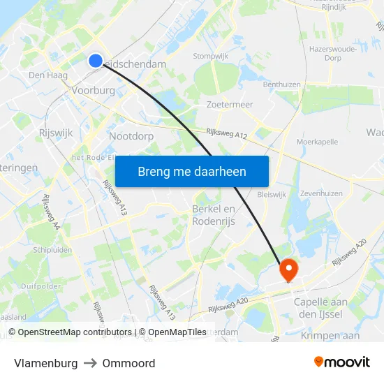 Vlamenburg to Ommoord map