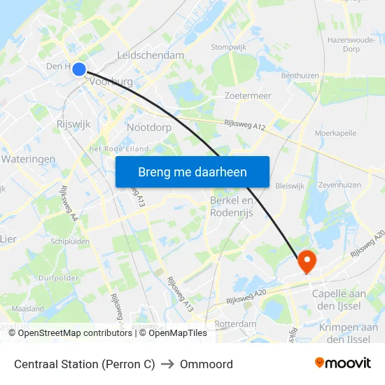 Centraal Station (Perron C) to Ommoord map