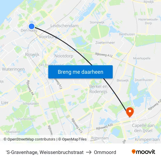 'S-Gravenhage, Weissenbruchstraat to Ommoord map