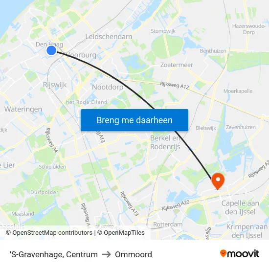 'S-Gravenhage, Centrum to Ommoord map