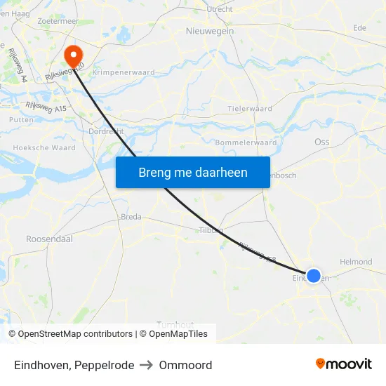 Eindhoven, Peppelrode to Ommoord map