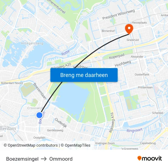 Boezemsingel to Ommoord map