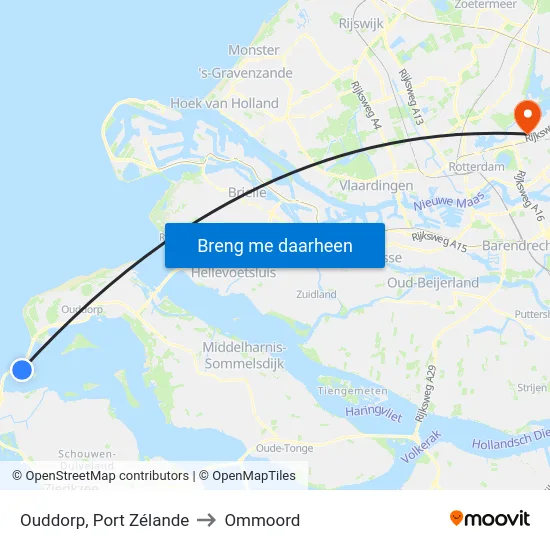 Ouddorp, Port Zélande to Ommoord map